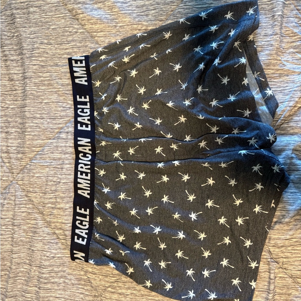 American Eagle Outfitters Gray Boxers with White Palm Trees